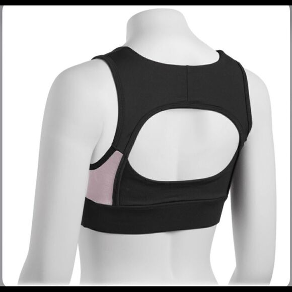 💕Tahari Helena high shine Sports Bra Blak/Rose - Picture 3 of 6